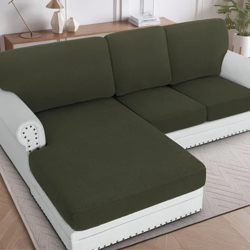 Vista 32 de H.Versailtex - Funda de sofá seccional de 1 pieza, funda deslizante para chaise con forma de L, funda de cojín separada para sofá seccional tanto
