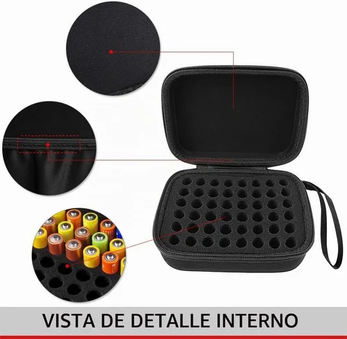 Vista 4 de Comecase - Funda organizadora de baterías para 48 pilas AA, EVA dura