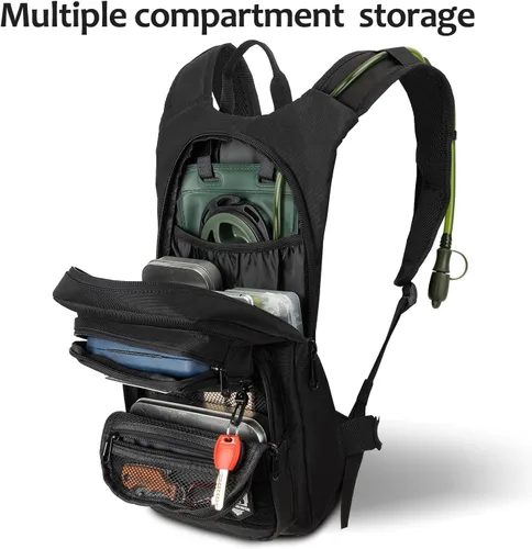 Vista 4 de Mochila de hidratación táctica con vejiga de agua de TPU 3L: Senderismo MOLLE Bolsa de día militar para caza para hombres y mujeres