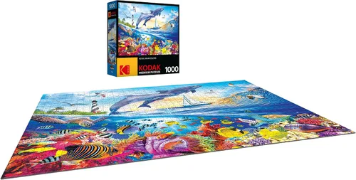 Vista 6 de RoseArt - Kodak Premium - Playful Summer Dolphins - Rompecabezas de 1000 piezas para adultos Adult Puzzle, 20" x 27" Finished Size, Fully