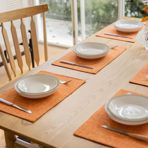 Vista 106 de Demetex - Juego de 4 manteles individuales de mesa de estilo rústico, resistentes al calor, de lino, lavables, de tela, manteles individuales