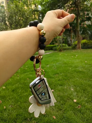 Vista 5 de Llavero de silicona con cuentas para mujer, pulsera elástica para llavero