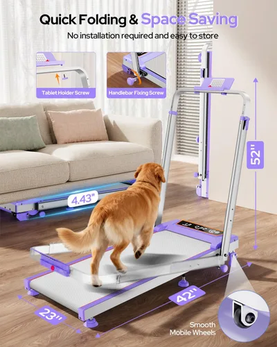 Vista 8 de Walking Pad Treadmill with 12% Incline & Adjustable Height, 4 in 1 Walking Pad with Handle Bar, 3.5HP Foldable Under Desk Treadmill, Portable