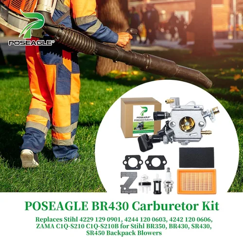 Vista 2 de Kit de carburador BR430 para sopladoras de mochila Stihl BR350, BR430, SR430, SR450. Reemplaza el kit de carburador Stihl br430, carburador Stihl