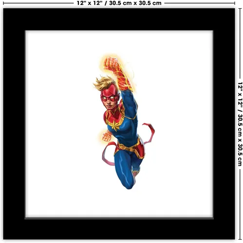 Vista 7 de Trends International Gallery Pops Marvel Comics Avengers - Póster de pared de Capitana Marvel, 12 x 12 pulgadas, versión enmarcada en negro