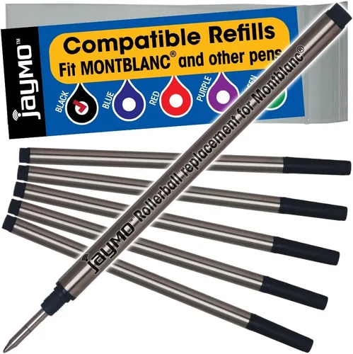 Vista 7 de Jaymo Repuesto para Montblanc 105158 – Medidas 4.44 in / 113 mm de largo – Recambio de bolígrafo roller – 12 negro