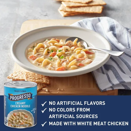 Vista 4 de Progresso Sopa tradicional enlatada de fideos de pollo cremosa, 18.5 onzas