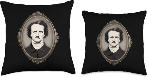 Vista 3 de Victorian Goth Gothic Frame Edgar Allan Poe Gifts Almohada estilo gótico victoriano Edgar Allan Poe, 16 x 16 pulgadas, multicolor