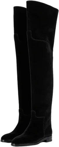 Vista 6 de YDN Botas planas de pantorrilla ancha para mujer, con puntera redonda, por encima de la rodilla, con tacón bajo, botas altas hasta el muslo, zapatos