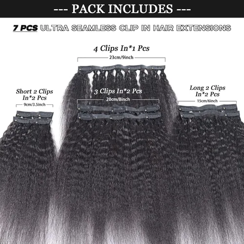 Vista 4 de HAPPY&CC Clip recto rizado sin costuras en extensiones de cabello humano