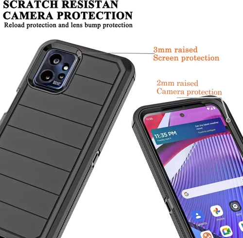 Vista 4 de Funda para Moto G Power 2023 5G (sin protector de pantalla) con funda duradera de 3 capas a prueba de caídas, a prueba de golpes, funda de goma