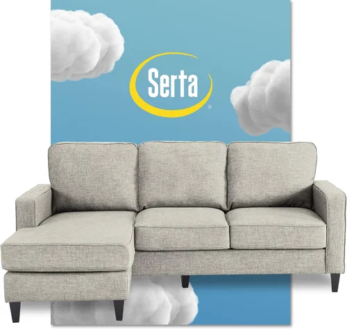 Vista 16 de Serta Harmon Sofá seccional reversible sala de estar, moderno sofá de tela de 3 asientos en forma de L.