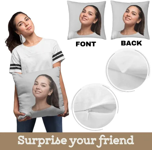 Vista 3 de Fundas de almohada personalizadas con texto de imagen, 12 x 12 pulgadas, fundas de almohada cuadradas personalizadas de doble cara para sofá cama