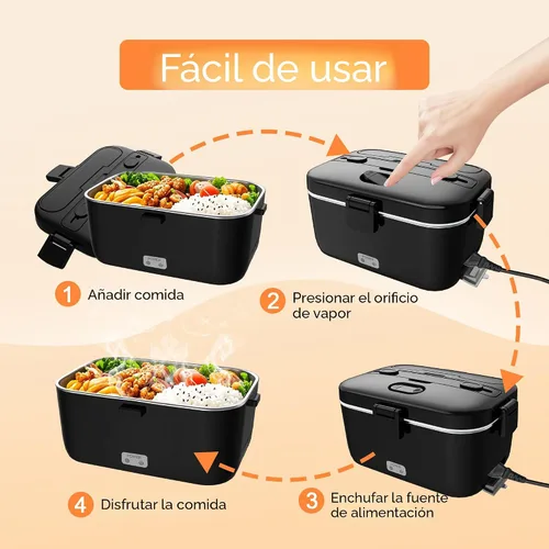 Vista 7 de COZYEXPERT Lonchera Eléctrica Portátil Calentadora de Alimentos 100W 1.8L Calentador de Alimentos Portátil para Adultos 12V/24V/110-230V para Negro