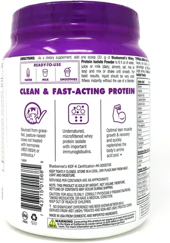 Vista 15 de Bluebonnet Nutrition Whey Protein Aislado en polvo, suero de vacas