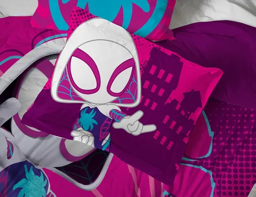 Vista 5 de Marvel Spidey & His Amazing Friends Ghost Spider Gwen - Juego de ropa de cama individual de 5 piezas, incluye edredón y juego de sábanas, microfibra