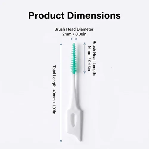 Vista 3 de 300 cepillos interdentales de doble uso de silicona suave, púas dentales desechables, púas de hilo dental de primera calidad para una limpieza