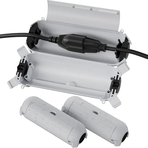 Vista 22 de Flemoon [Paquete de 3] Cubierta de cable de extensión para exteriores, impermeable, resistente a la intemperie, caja de conexión eléctrica