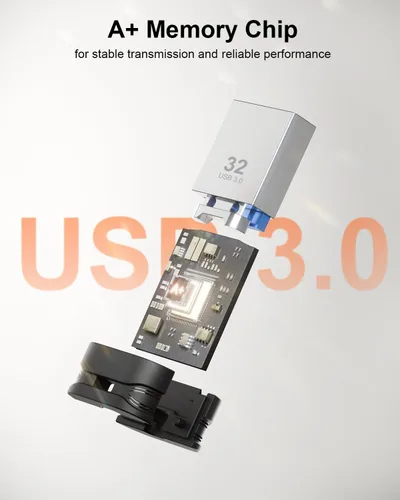 Vista 7 de Mini unidad flash USB 3.0 de 32 GB, paquete de 3 unidades, unidad de pulgar ultra pequeña, memoria USB portátil impermeable con orificio