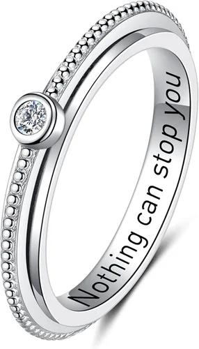Vista 11 de ZOEXUE Anillo giratorio de ansiedad - Cruz/Margarita/Estrellas lunares/Circonita cúbica/Huella de pata en plata de ley, anillo para aliviar