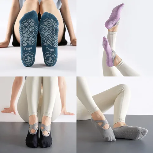 Vista 4 de Tergy 10 pares de calcetines de yoga con agarre para mujer, calcetines antideslizantes antideslizantes para pilates, barras, danza, yoga, Varios