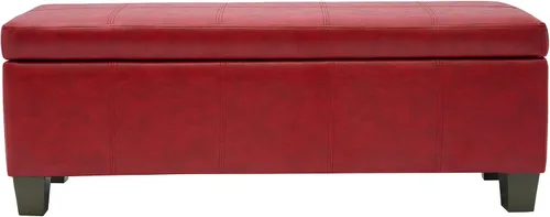 Vista 15 de 41" Storage Ottoman, Storage Bench with Safety Hinge, Upholstered Synthetic Leather Ottoman Bench for Bedroom, Living Room, Entryway, Hallway, Foot