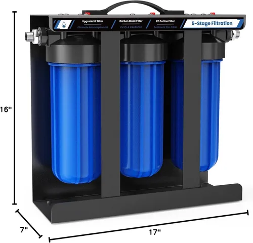 Vista 7 de Sistema de Filtro de Agua para RV, Filtración de Agua de 5 Etapas para Autocaravanas y Cámpers, Filtros de 0.01 Micras Eliminan Sedimentos, Cloro