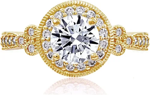 Vista 6 de Tienda Collection Yellow-Gold-Plated Sterling Silver Antique Rings set made with Infinite Elements Cubic Zirconia