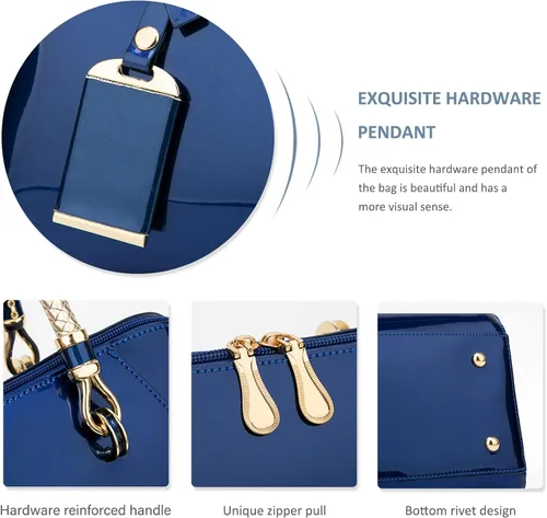 Vista 7 de NICOLE & DORIS Bolsos de mano para mujer, bolsos de mano de charol con asa superior, elegantes bolsos de noche, bolsos de hombro pequeños