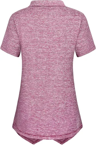 Vista 2 de MISS FORTUNE Camiseta de entrenamiento para mujer, polo de golf, manga corta, cuello en V, ligera, absorbe la humedad, camiseta de trabajo atlética