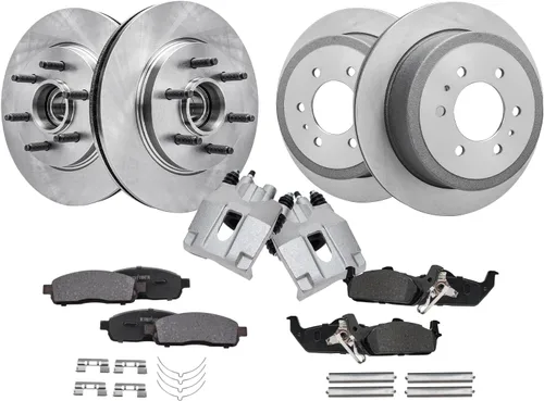Vista 79 de Detroit Axle - Kit de frenos para Land Rover LR3 2005-2009, Rotores de freno deportivos Range Rover 2006-2009 y pastillas de freno de cerámica 2007