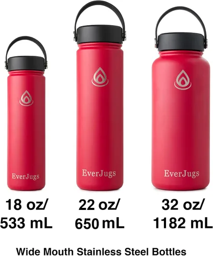 Vista 3 de Botella de agua de 22 onzas, boca ancha, botella de acero inoxidable de alta calidad con tapa de agarre, doble pared aislada al vacío, taza térmica