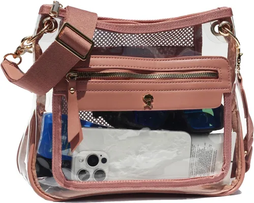 Vista 11 de Bolsas cruzadas transparentes para mujeres, bolsa transparente aprobada para estadios, para conciertos, eventos, bolsa de plástico transparente