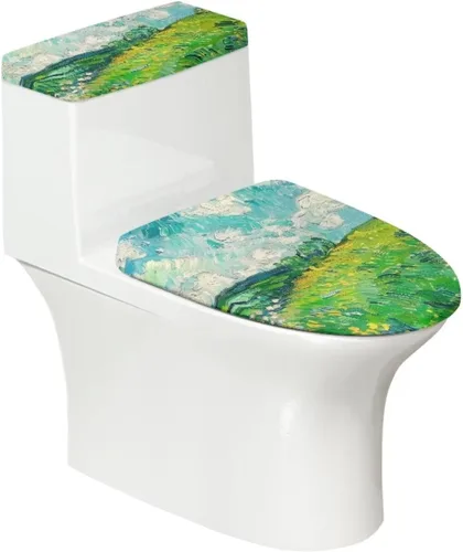 Vista 24 de Flashideas Juego de cubierta para tanque y tapa de inodoro con estampados de patas de perro coloridas - Elástico, se adapta a la mayoría de tanques