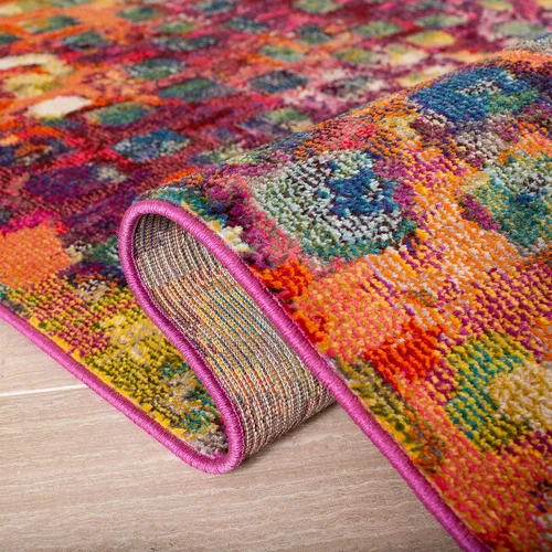 Vista 6 de SAFAVIEH Colección Madison - Alfombra de pasillo, 2'2" x 6', color fucsia y oro, diseño bohemio abstracto envejecido, no desprende pelusa y fácil