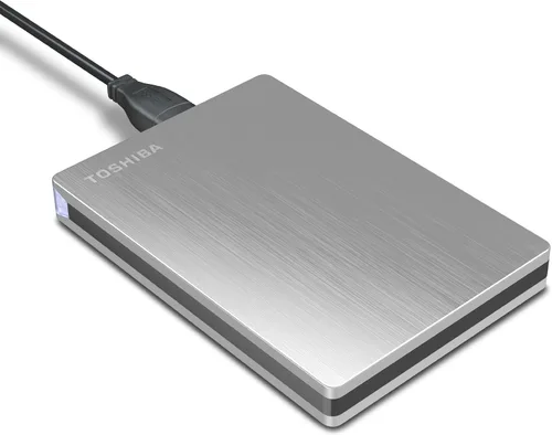 Vista 3 de Toshiba Canvio Slim II - Disco duro externo portátil, 1 TB, color plateado (HDTD210XS3E1)
