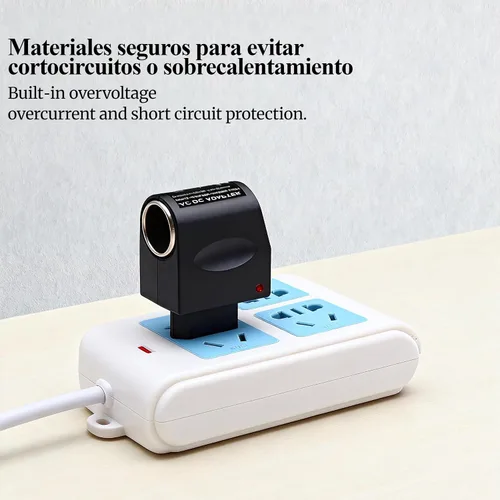 Vista 2 de Adaptador de corriente para encendedor de cigarrillos de automóvil, convertidor de CA a CC de 12 V CC, enchufe de pared de enchufe estadounidense