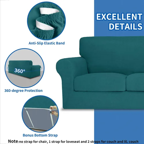 Vista 50 de MAXIJIN 2 piezas de fundas para silla con brazos, funda para silla de sofá para sala de estar, funda elástica para perros para una silla con 1 cojín