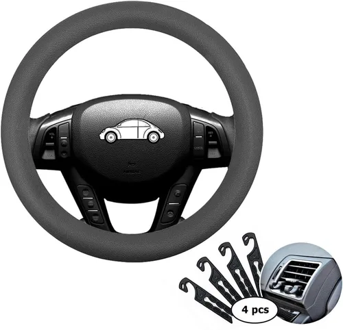 Vista 8 de Direct Silicone Auto - Funda para volante de automóvil de 13 a 15 pulgadas, con 4 ganchos de ventilación de aire, color negro Silicona - negro