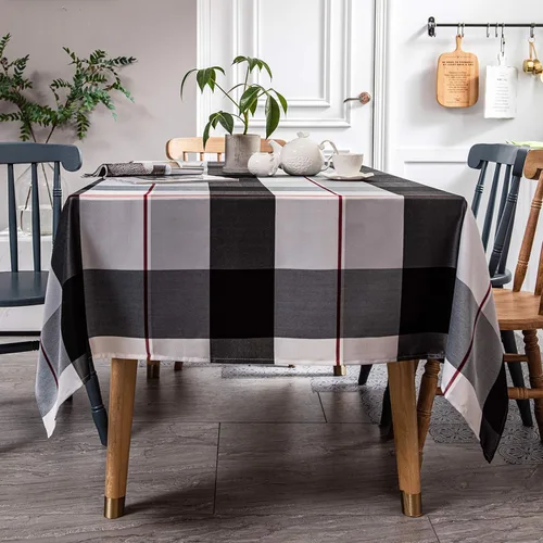Vista 6 de Melodieux Mantel rectangular a cuadros para exteriores, impermeable, resistente a las arrugas, decoración clásica de mesa, fiesta, cocina, comedor