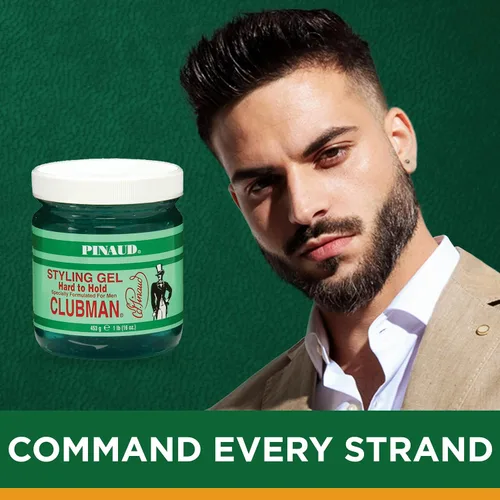 Vista 2 de Clubman Pinaud Gel para peinar el cabello, gel para el cabello difícil de sostener y de alto brillo para hombres, fórmula sin alcohol, aseo