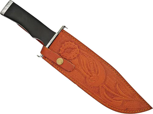Vista 7 de SFG - Cuchillo Bowie de caza de hoja fija de 14 pulgadas, hoja de acero de Damasco, mango de micarta negro antideslizante, caza, camping, mochilero