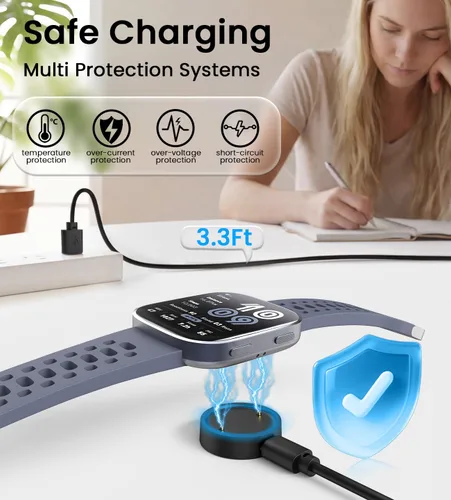 Vista 3 de Cable de carga USB compatible con Amazfit Bip 6/Active 2 cargador magnético de repuesto para reloj inteligente para accesorios Amazfit, 3.3 pies