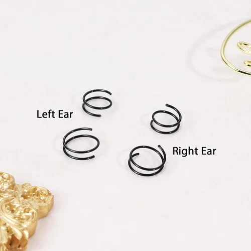 Vista 8 de 2 Pairs Double Hoop Earrings, Gold Cartilage Earrings for Women, Small Silver Helix Piercing Jewelry,Spiral Nose Ring Tiny Twist Earrings as Gift