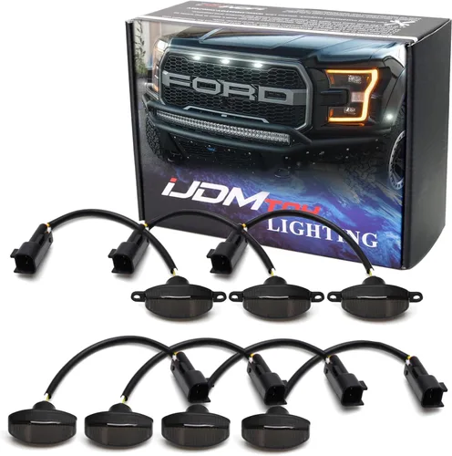 Vista 10 de iJDMTOY Luces de carrera completas de 7 piezas con lente transparente 84-SMD LED y luces de posición laterales delanteras/traseras compatibles