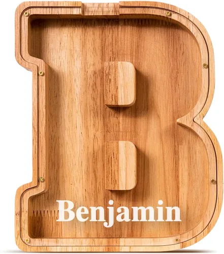Vista 53 de SummiDate Alcancía de madera de letra para niños y niñas, Alfabeto, personalizada, regalo de cumpleaños y pascua para niños (A)