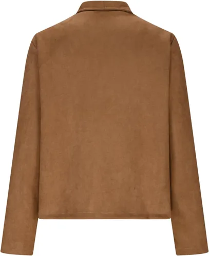 Vista 4 de Chaqueta de piel sintética para mujer, chaqueta de motociclista de gamuza sintética para otoño, con cremallera, de poliuretano, ajuste delgado