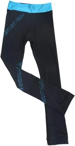 Vista 2 de Pantalones de patinaje artístico sobre hielo para niñas, pantalones de práctica sobre botas, pantalones de forro polar fino, pantalones de diamantes