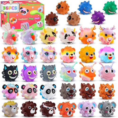 Vista 11 de KissFree PAQUETE DE 18 Pelotas Pop de Animales Recuerdos de Fiesta para Niños, Pelotas Pop 3D Juguetes Fidget, Regalos de Cumpleaños para Niños