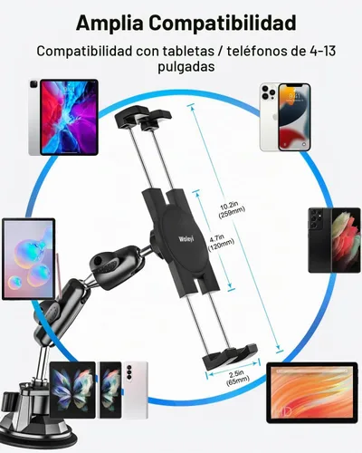 Vista 7 de Soporte de tableta para coche y camión - [Ventosa fuerte] Soporte de tableta resistente para parabrisas de tablero de instrumentos con brazo